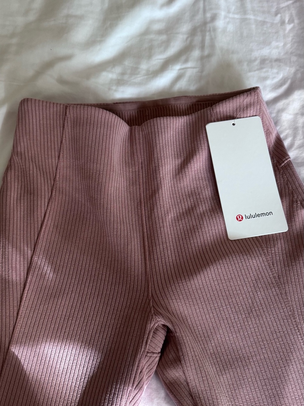 NWT Lululemon Ribbed Flare Pants Pink Mauve High Rise Yoga Lounge Women’s Size 2 - Picture 8 of 10